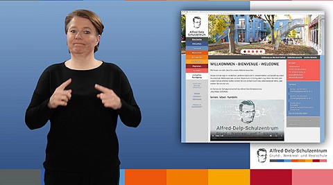 Screenshot aus dem Video über Hinweise zur Navigation auf der Webseite in Deutscher Gebärdensprache